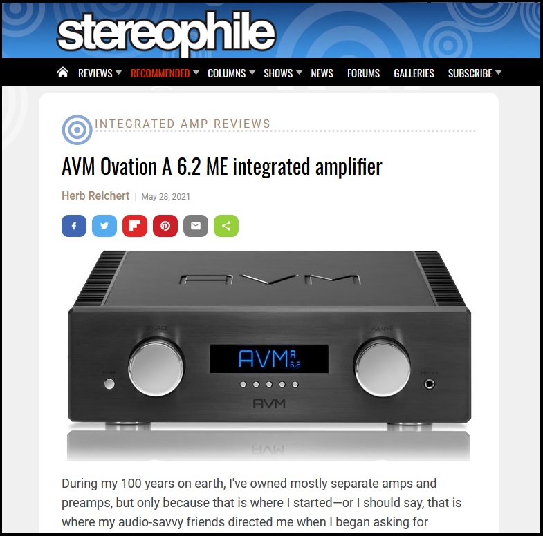 Stereophile reviews AVM A 6.2 ME Integrated Amplifier