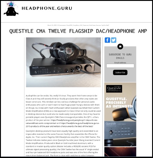Headphone.guru Questyle CMA Twelve review