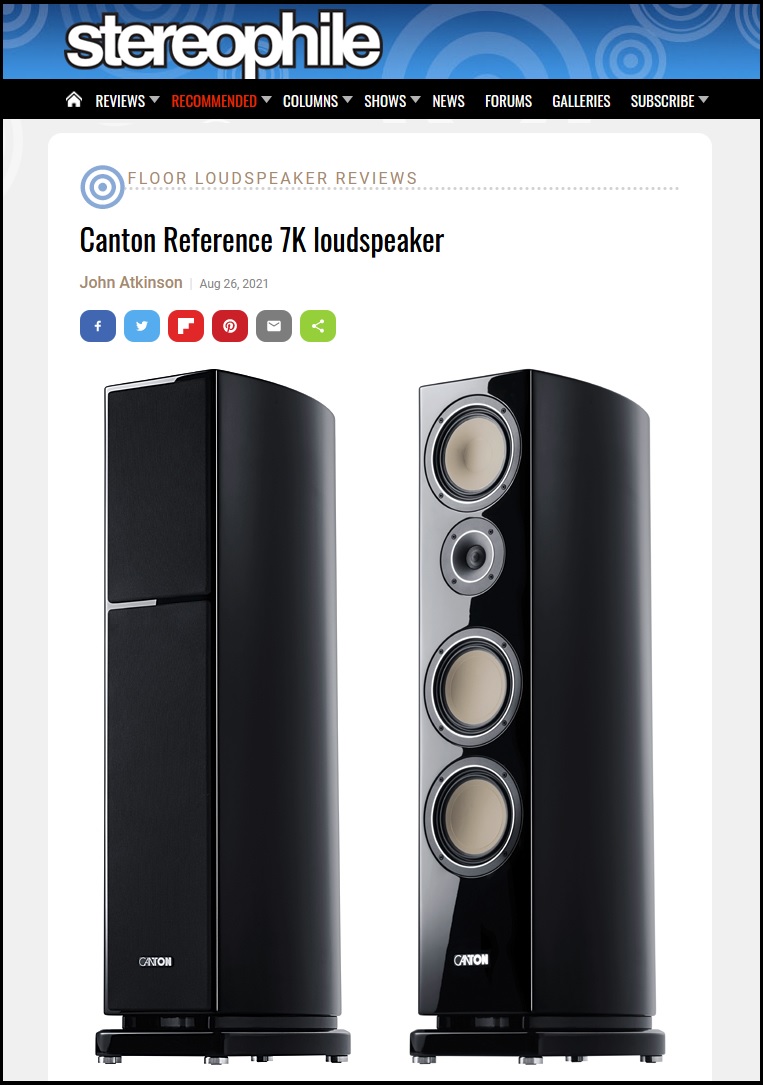 Stereophile Canton Reference 7K review